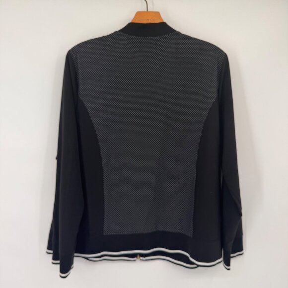 Chicos 2 Zenergy Black Zip-Front Jacket Womens Size large Polka Dot active - Picture 3 of 10